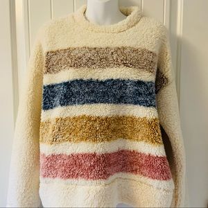 harper heritage fuzzy striped sweatshirt m